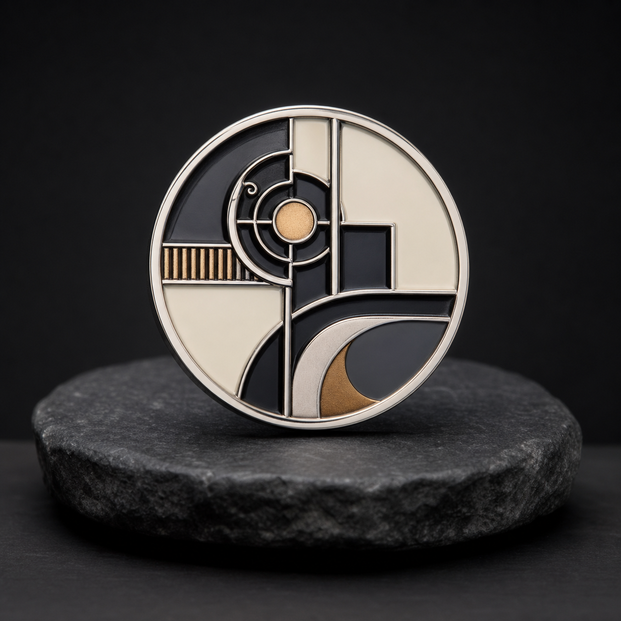 Individuell angefertigter Emaille-Pin mit geometrischem Motiv